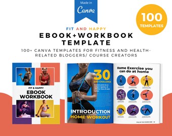 Fit and happy Workbook Canva Template, Workbook template, DIY Canva Template, Checklist, Course Workbook, Ebook, Ebook Canva Template