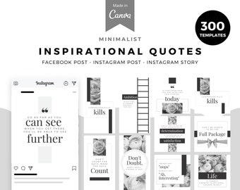 300 minimalistische inspirerende citatensjablonen voor canvas