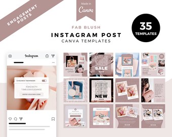 Blush Instagram Post Canva Templates, Social Media Marketing (35 Piece)