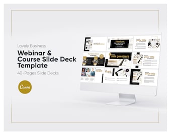 Lovely Business 40 PAGE Course Creator, Webinar Slide Deck, Slide deck template, Slide deck, Webinar Template, CANVA, Canva templates, Gold