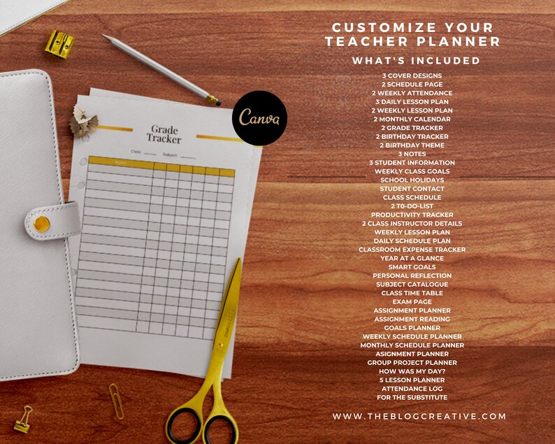 Teacher Planner Template Canva Template DIY Planner Etsy