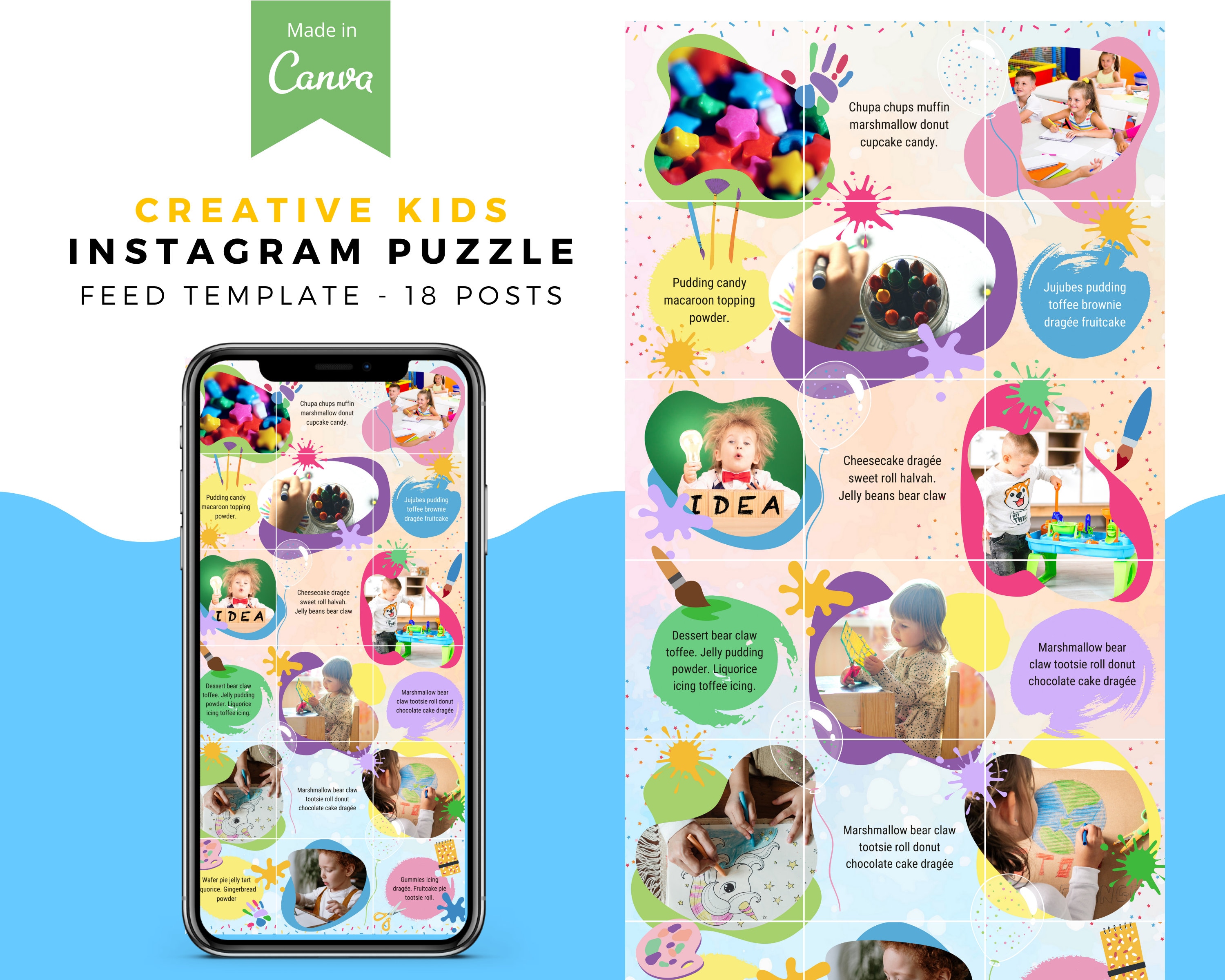 Creative Kids Canva Instagram Puzzle Feed Template Etsy