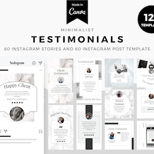 Kundenbewertungsvorlage, Kundentestimonial, 120 bearbeitbare Canva-Vorlagen, Instagram-Post, anpassbar, Social Media, Marketing, Bewertungen