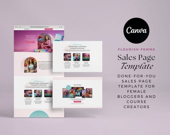 Canva Sales Page For Digital Product | Elegant Template For Female Coaches, Bloggers & Course Creators