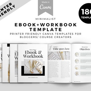 Minimalist, Printer-Friendly Mega Workbook Canva Template, Workbook template, DIY Canva Template, Checklist, Course Workbook