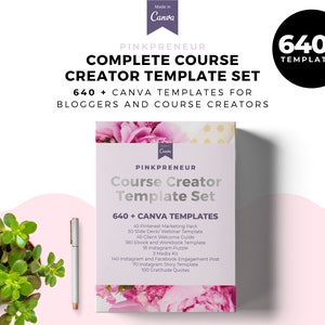 Pinkpreneur, Complete Template Set, Ebook Template Kit, Course Webinar Template, ECourse Bundle, Course Templates, Canva Template
