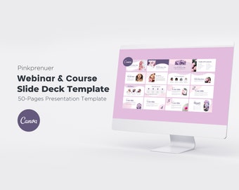 Pinkpreneur, 50 PAGE Slide Deck, Webinar Slide Deck, Slide deck template, Slide deck, Powerpoint, Webinar Template, CANVA, Canva templates