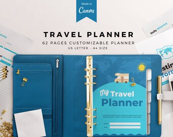 Editable Travel Planner Templates for Canva, Vacation Organizer (Digital Download)