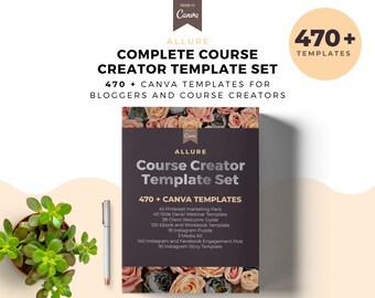 Allure, Kompletny zestaw szablonów, Zestaw szablonów e-booków, Szablon webinarium kursu, Pakiet ECourse, Szablony kursów, Szablon Canva