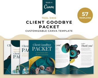 Teal Chic Client Goodbye Packet, 57 Canva Templates