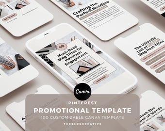 Pinterest Promotional Canva Templates, Social Media Marketing (Digital Download)
