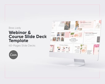 Boss Lady 40 PAGE Course Creator, Webinar Slide Deck, Slide deck template, Slide deck, Powerpoint, Webinar Template, CANVA, Canva templates