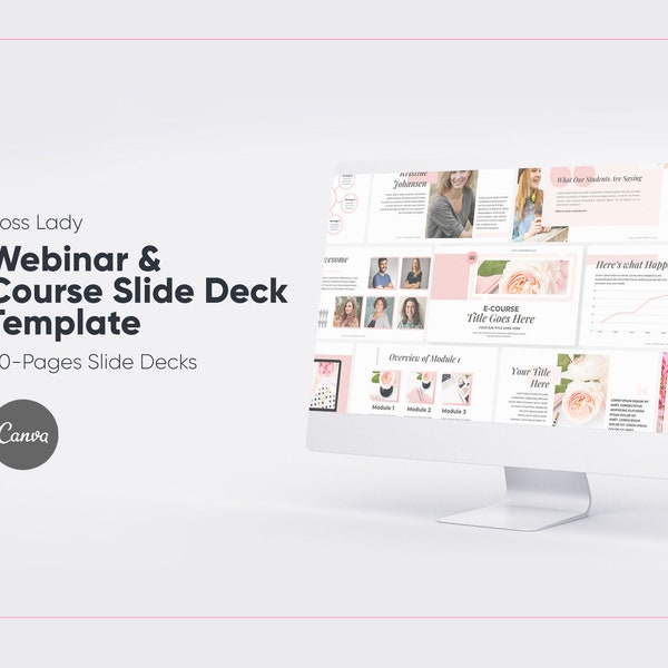 Boss Lady 40 PAGE Course Creator, Webinar Slide Deck, Slide deck template, Slide deck, Powerpoint, Webinar Template, CANVA, Canva templates