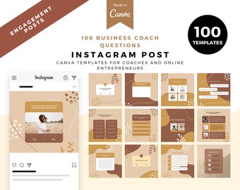 Business Coach Instagram Post Templates for Canva (100 Engagement Posts)