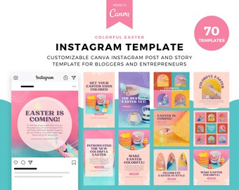 Easter Instagram Post Templates | Canva Editable, Pastel Design