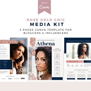 Rose Gold Chic Media Kit Canva Template, Media kit for bloggers, bloggers, influencers, Canva Template
