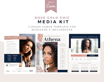 Rose Gold Chic Media Kit Canva-sjabloon, mediakit voor bloggers, bloggers, influencers, Canva-sjabloon