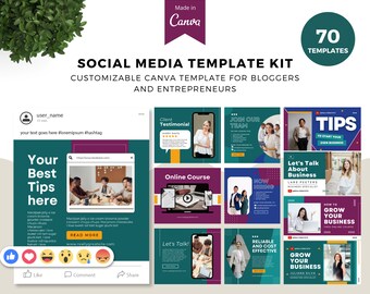 70 Social Media Canva Templates | Professional Design (Digital Download)