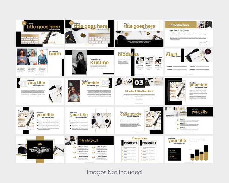 Webinar Slide Deck Slide deck Canva templates Webinar Template CANVA Lovely Business 40 PAGE Course Creator Gold Slide deck template