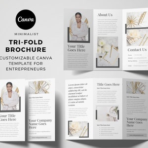 Minimalist Trifold Brochure Template, Editable Trifold brochure Canva Template, Printable Business Brochure, Printer Friendly