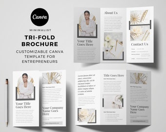Minimalist Trifold Brochure Template, Editable Canva Design
