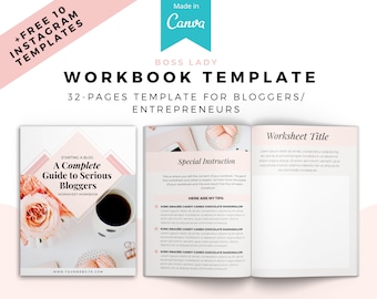 Boss Lady Mini Workbook Canva Template.  DIY Course Workbook, Lead Magnet & Checklist Design for Coaches, Entrepreneurs
