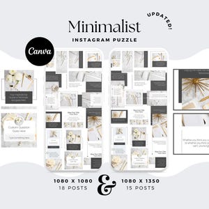 Minimalist Canva Instagram Puzzle Feed Minimalist Instagram Puzzle Feed | Editable Canva Template for Social Media | Aesthetic Engagement