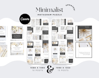 Minimalistische Canva Instagram-puzzelfeed Minimalistische Instagram-puzzelfeed | Bewerkbare canvassjabloon voor sociale media | Esthetische betrokkenheid