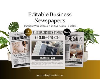 Editable Business Newspaper Templates | Canva PLR Marketing Kit (3 Designs)