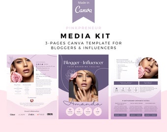 Pinkpreneur Media Kit Canva Template, Media kit for bloggers, bloggers, influencers, Earth Colors, 2021 trend