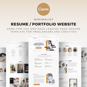 Minimalistische Canva Lebenslauf Seite Vorlage, Portfolio Website, Verkauf Landing Page Vorlage, Lebenslauf Vorlage, Canva Website