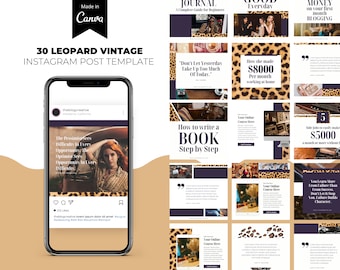 Vintage Leopard Instagram template, instagram post, instagram posts, post template, Canva template, instagram feed, instagram branding