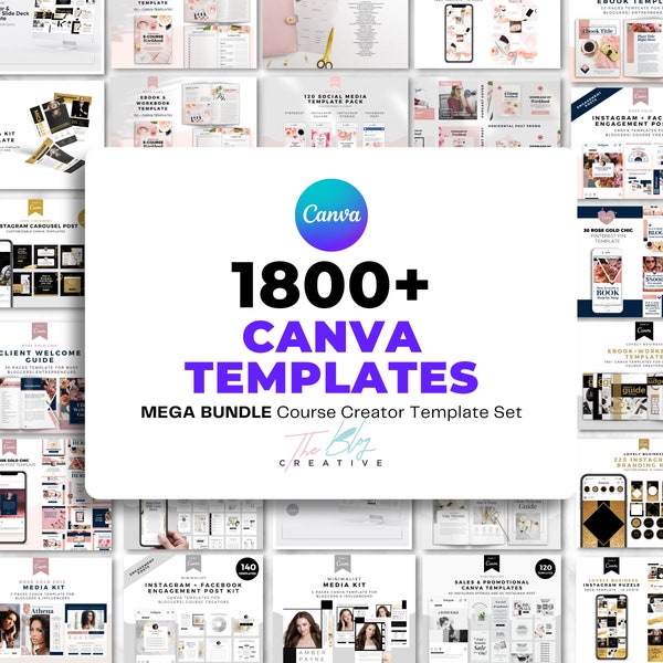 1800+ Templates, Canva Templates, Canva Template Bundle, Ebook, Workbook, Lead Magnet, Webinar, Instagram, Facebook Template