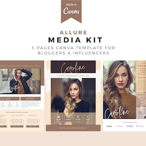 Plantilla Canva Allure Lady Media Kit, Kit de medios para bloggers, bloggers, influencers, Earth Colors, tendencia 2021