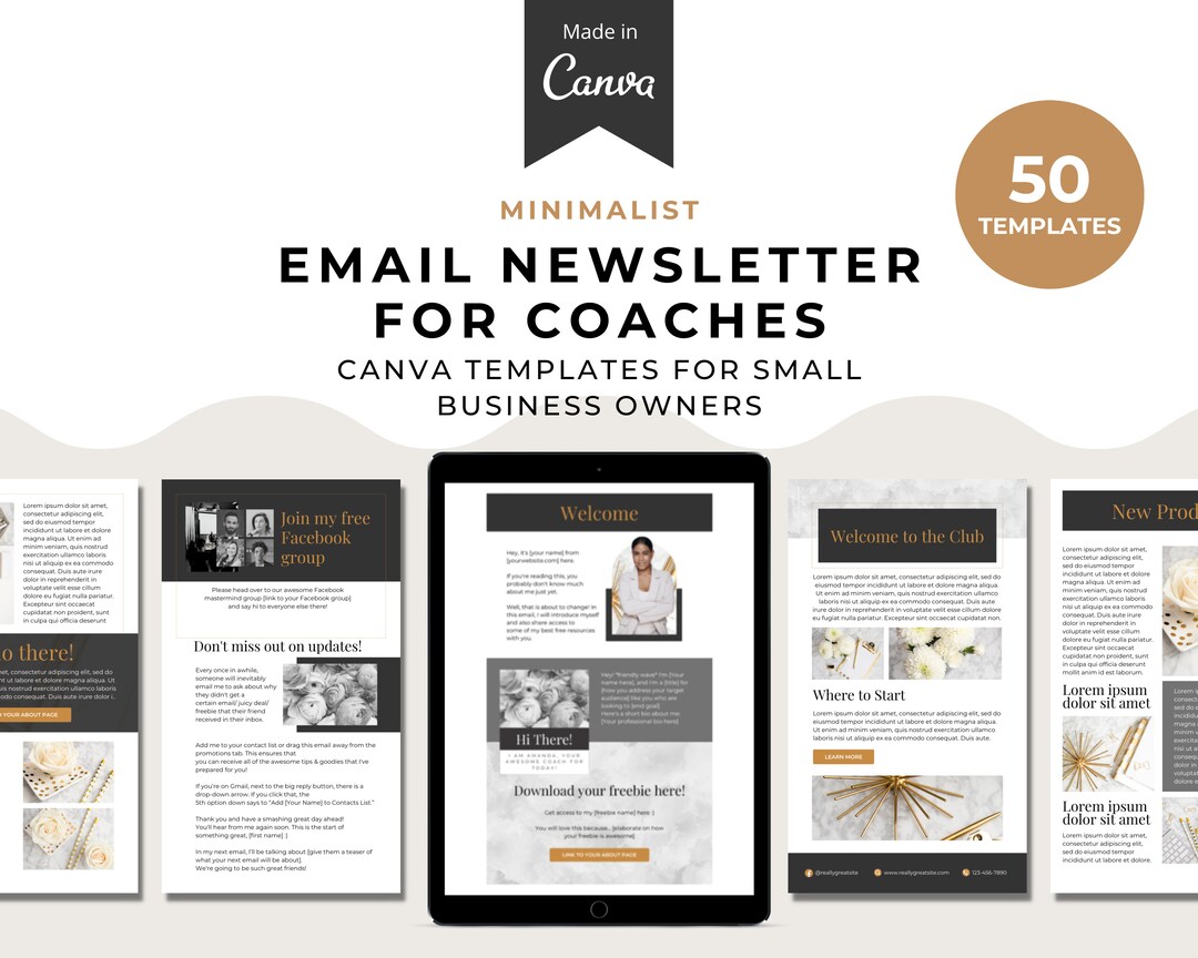 Minimalist Email Newsletter Canva Template, Coaching Business - Etsy