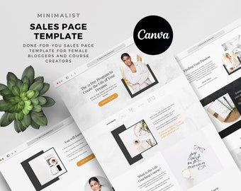 Minimalist Sales Page Template for Coaches, Minimalist Landing Page for Course Creators