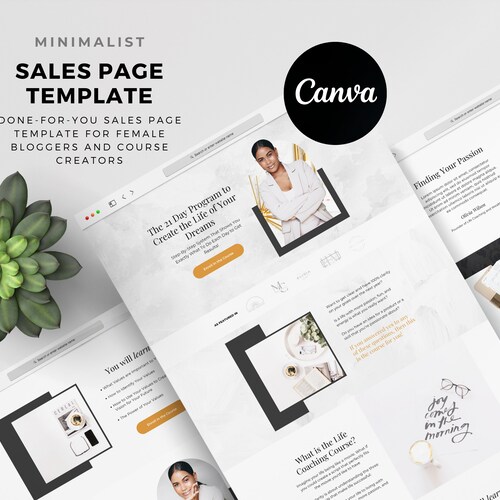 Coaching Sales Page Template for Canva Online Course Etsy