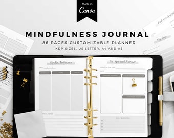Mindfulness Journal Canva Template, Customizable Planner (Digital Download)