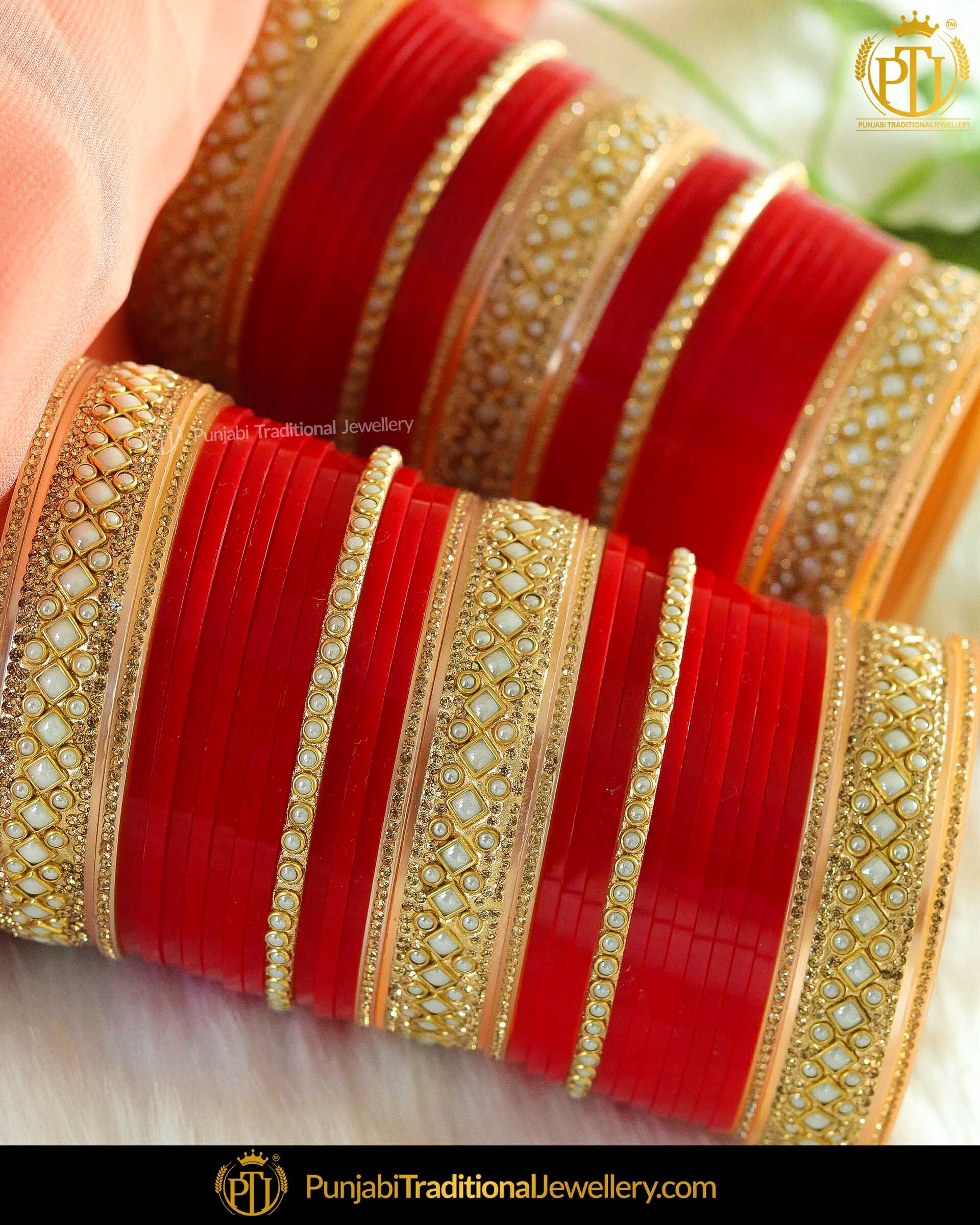 Red Pearl Bridal Chura Punjabi 