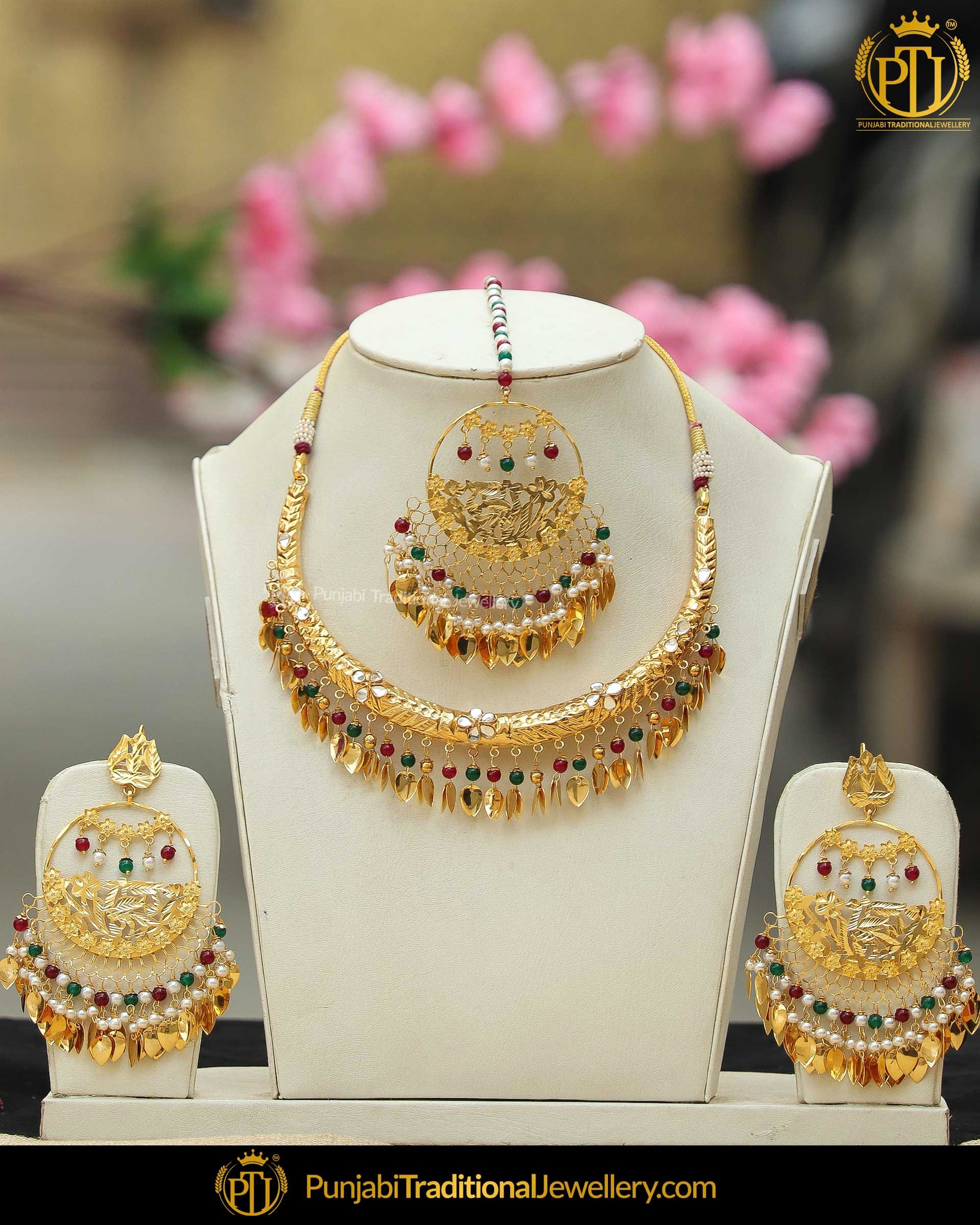 Gold Finished Pippal Patti Patra Hasli 