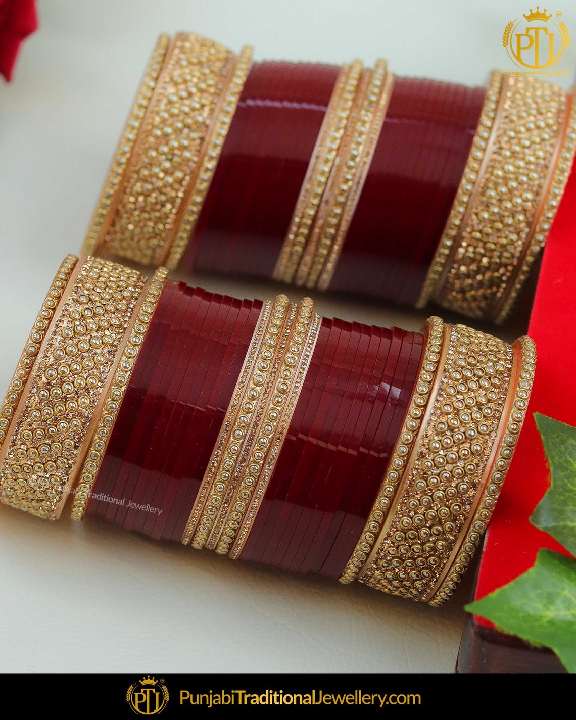 maroon chura bridal