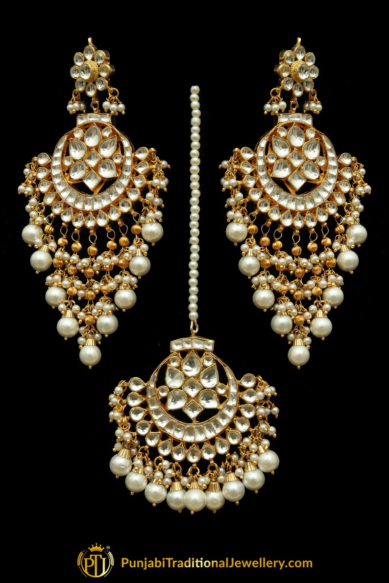 Earrings with Maang tikka Set|Heavy earrings with big maang tikka|Punjabi  Maang tika earrings set - YouTube