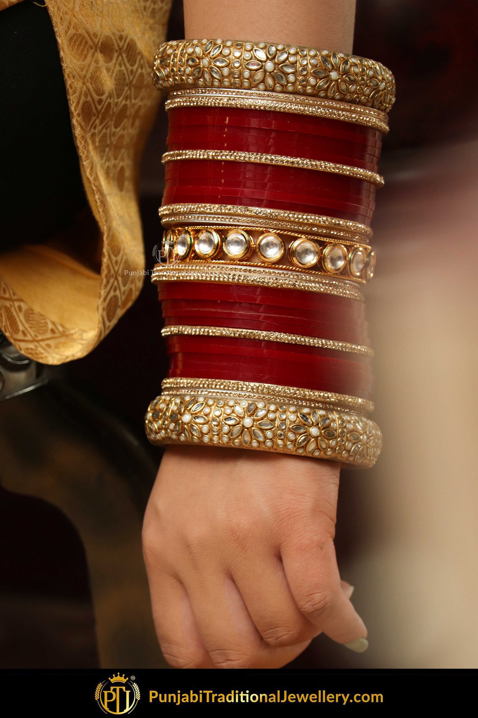 maroon chura bridal