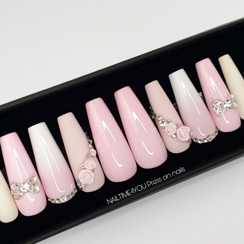 CLASSY PINK Press on Nails Glue on Nails False Nails Fake - Etsy