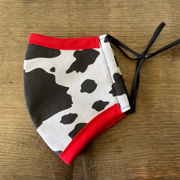 Face Mask - Cow Print - Chick Fil A - Adjustable  100% Cotton Reusable Washable Breathable Comfortable