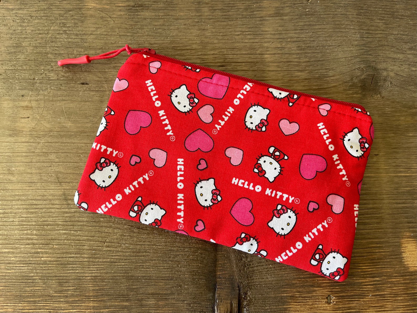 Zippered Pouch Hello Kitty Print Zippered Pouch Cosmetic Etsy