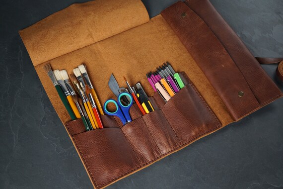 Leather Pencil Roll, Pen Case, Artist Roll, Gift for Painter, Leather Pencil  Roll, Leather Roll, Painter Case, Brush Case 