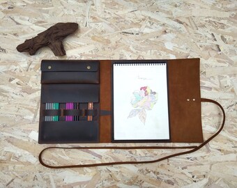 leather sketchbook cover . for strathmore cover , leather drawing cover ,artist drawing sketchpad case ,gift notebook cover for the artist.