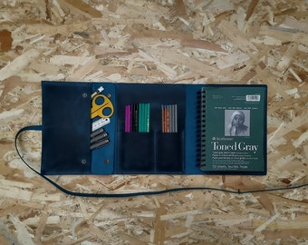 Skizzenbuch Lederhülle - A5, 8.5x5.5", personalisierte Künstler Geschenke. Nachfüllbares Leder Skizzenbuch. Hülle für Skizzenbuch ,