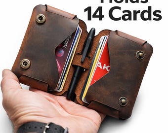 Slim Leather Card Holder, Front Pocket Wallet, Minimalist Card Case, Gift for Him, Handmade Leather Wallet
